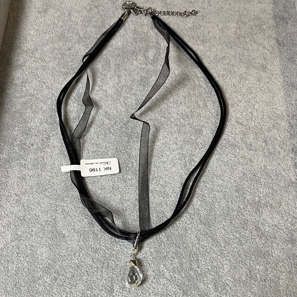 Magnabilities Elegant Black Ribbon Necklace with pendant.